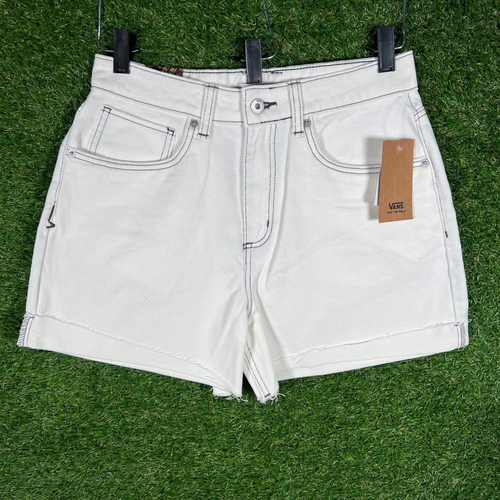 Vans Jennifer Shorts Womens 28 White Denim High Rise Contrast Stitch New NWT